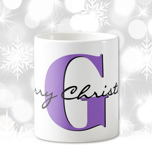 Caneca De Café Nome, Fevereiro Ametist | Feliz Natal (Criador carregado)