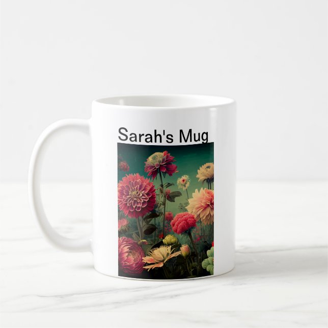 Caneca De Café Nome Floral Mug Personalizável (Esquerda)