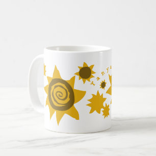 Caneca De Café Nome Girassóis Amarelo Crianças do Sol 