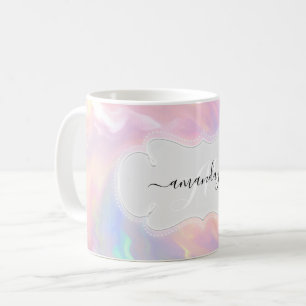 Caneca De Café Nome Holográfico Monograma Girly SWEET 16.o Prínci