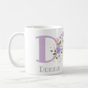 Caneca De Café Nome inicial de adição Donna com Flores