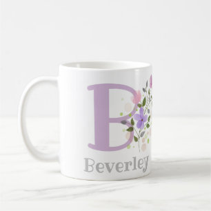 Caneca De Café Nome inicial do Plus Beverley com Flores