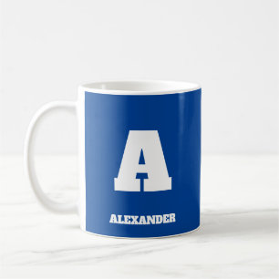 Caneca De Café Nome Inicial Mug Para Ele Blue Big Letter