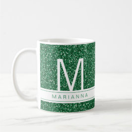 Caneca De Café Nome Inicial Personalizado do Monograma da Glitter