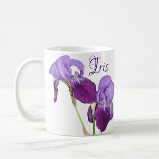 Caneca De Café Nome Iris personalizável primavera floral da íris 