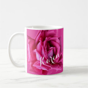 Caneca De Café Nome Karen personalizável rosa rosa rosa bonito qu
