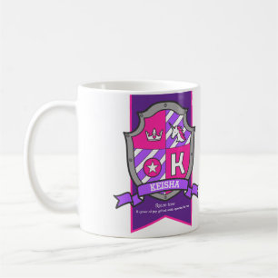 Caneca De Café Nome Keisha que significa cavaleiro roxo, letra ro