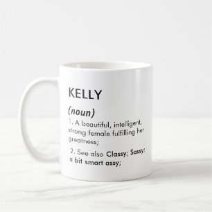 Caneca De Café Nome Kelly, Nome editável, Nome personalizado