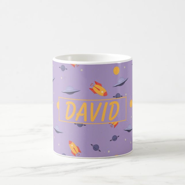Caneca De Café nome laranja lavanda espaço padrão (Centro)