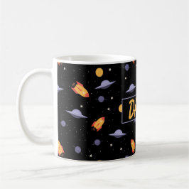 Caneca De Café Nome laranja preto do espaço padrão
