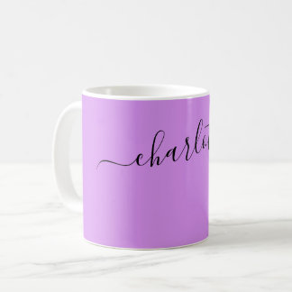 Caneca De Café Nome Lilás Brilhante Elegante Personalizado