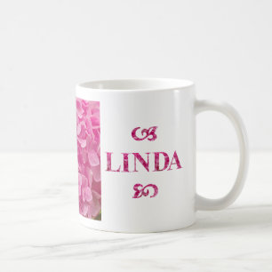 Caneca De Café Nome "Linda", Letra Floral Cor-de-Rosa, Cute Hydra