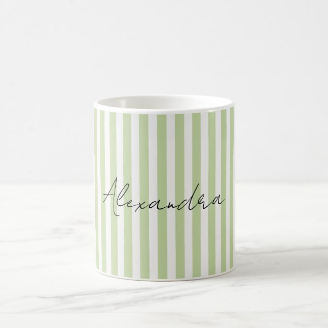 Caneca De Café Nome Listras Brancas Verdes (Centro)