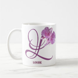Caneca De Café Nome Louise personalizável monograma floral rosa f