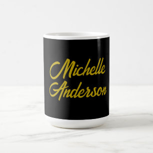 Caneca De Café Nome Manuscrito Minimalista Moderno Cor Dourada Pr