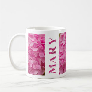 Caneca De Café Nome "Mary", Letra Floral Cor-de-Rosa, Cuta Hydran