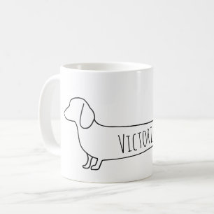 Caneca De Café Nome minimalista do cão-solante Dachshund