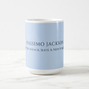 Caneca De Café Nome minimalista moderno azul pálido profissional