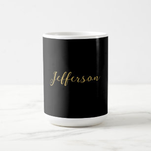 Caneca De Café Nome minimalista moderno elegante cor preta dourad