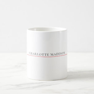 Caneca De Café Nome Minimalista Moderno Simples Preto e Branco