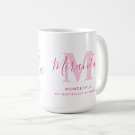 Caneca De Café Nome Miranda significado e monograma cor-de-rosa