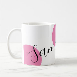 Caneca De Café Nome Moderno Bolinhas Rosa Grandes