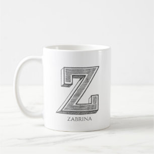 Caneca De Café Nome Moderno da Cinza Z Monograma