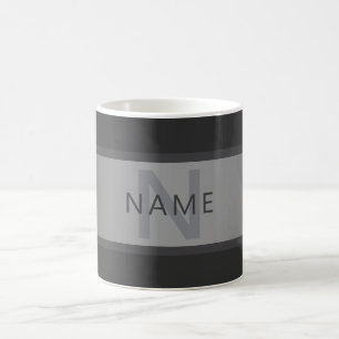 Caneca De Café Nome moderno em gradiente cinza escuro ou nome de