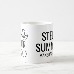 Caneca De Café Nome moderno em letras pretas grandes e logotipo