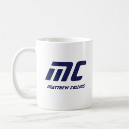 Caneca De Café Nome Monograma Azul Moderno Simples e Destacado pa