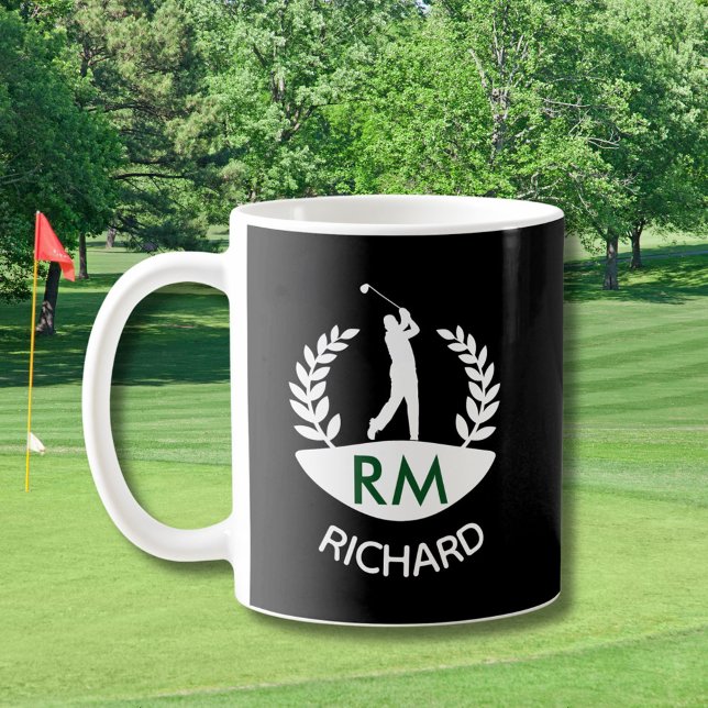CANECA DE CAFÉ NOME MONOGRAMA DO GOLFISTA CLÁSSICO (Criador carregado)