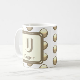 Caneca De Café Nome Monograma Elegante Ponto de Bolha Inicial Dou