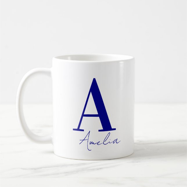 Caneca De Café Nome Monograma Moderno Simples (Esquerda)