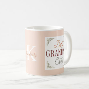 Caneca De Café Nome Monograma Personalizado Melhor Avó de Todos o