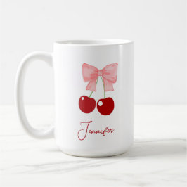 Caneca De Café Nome Mug com Arco rosa e cerejas