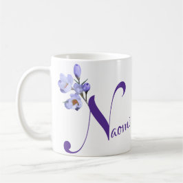 Caneca De Café Nome Naomi bonito púrpura floral
