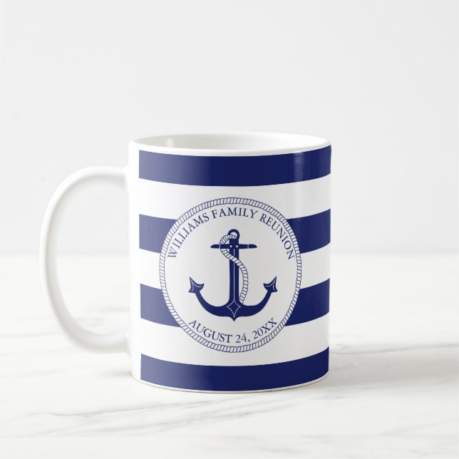 Caneca De Café Nome náutico azul do monograma da âncora da (Esquerda)