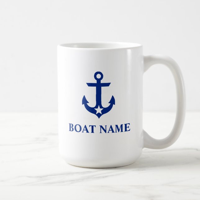 Caneca De Café Nome Náutico do Barco Anchor Estrela Grande (Direita)