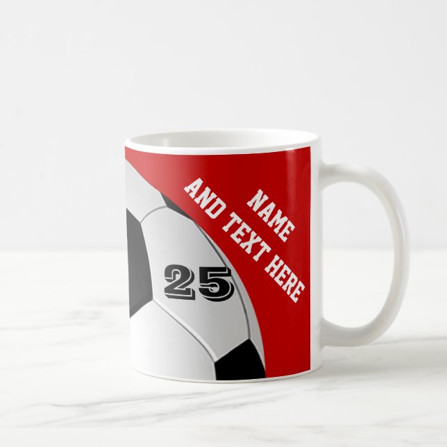 Caneca De Café Nome, Número, Cores de Equipe do Câncer Personaliz (Direita)