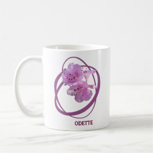 Caneca De Café Nome Odette personalizável monograma cor-de-rosa a