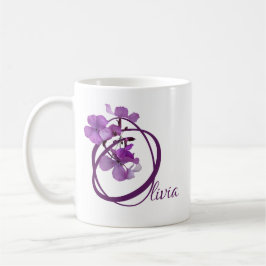 Caneca De Café Nome Olivia bonito púrpura floral fofo