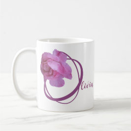 Caneca De Café Nome Olivia bonito rosa rosa rosa floral