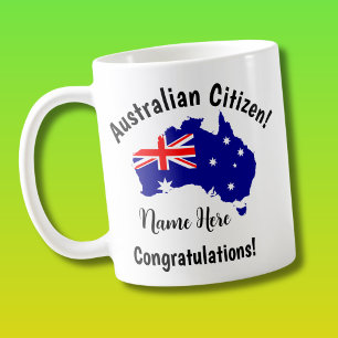 Caneca De Café NOME Parabéns de cidadania australianos