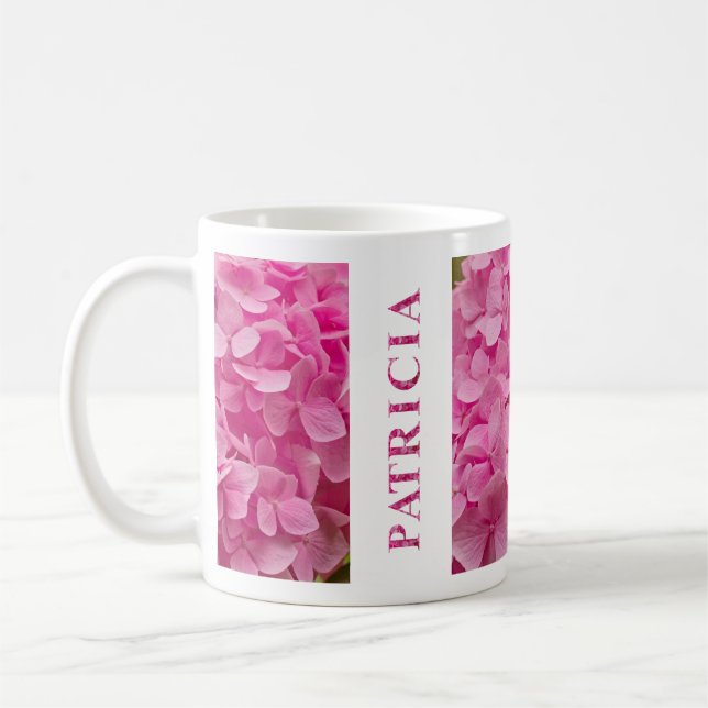 Caneca De Café Nome "Patricia" e Flor-Primavera Rosa (Esquerda)