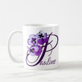 Caneca De Café Nome paulino personalizável pansy floral
