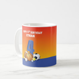 Caneca De Café Nome personalizado 4. º aniversário de esportes