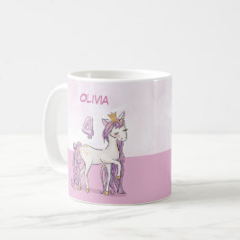 Caneca De Café Nome Personalizado 4.º Cavalo Rosa de Aniversário 