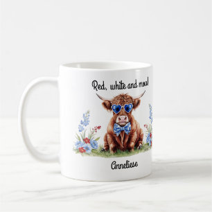 Caneca De Café Nome personalizado 4 de julho Dia da Independência