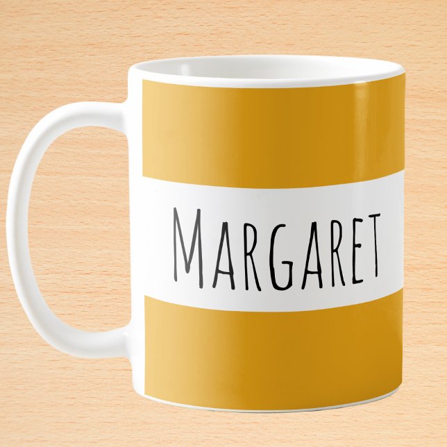 Caneca De Café Nome Personalizado Amarelo Escuro Personalizado (Criador carregado)