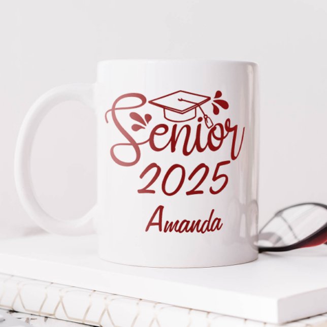 Caneca De Café Nome Personalizado Ano de Graduação (Personalized Senior 2025 Mug)